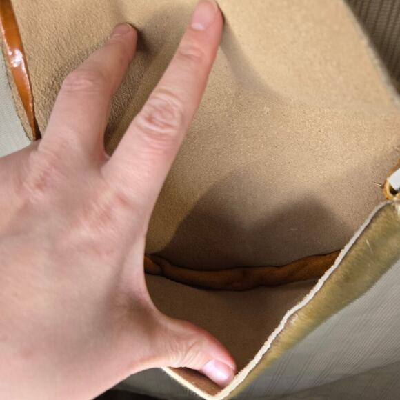 Moosehide and Sealskin Crossbody Bag Half Moon Brown Gray Fur Leather - Picture 6 of 9